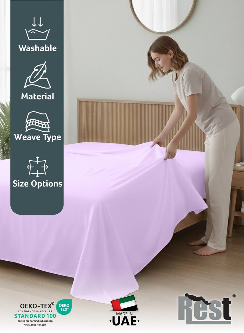 REST Flat Bedsheet 240x260cm Plush Light Purple Breathable Machine Washbale Bedsheet Extra Soft Easy Fit Highly Breathable Bedding & Linen Cover - Image 3